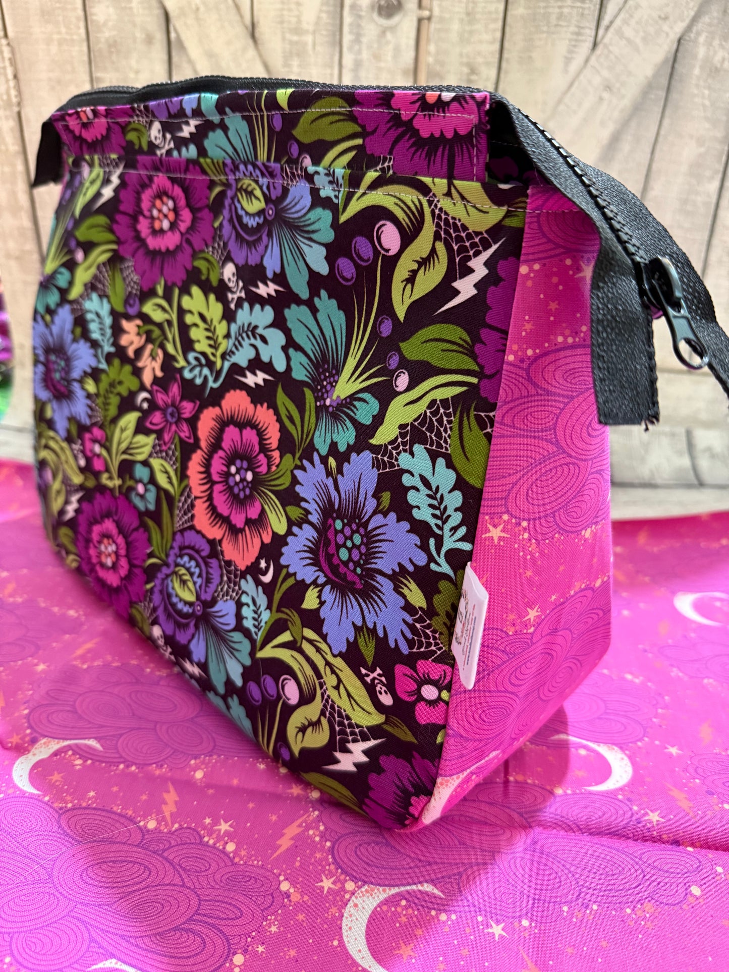Medium Zippered Project Bags in NIGHTSHADE DEJA VU  - Toad Hollow Bags
