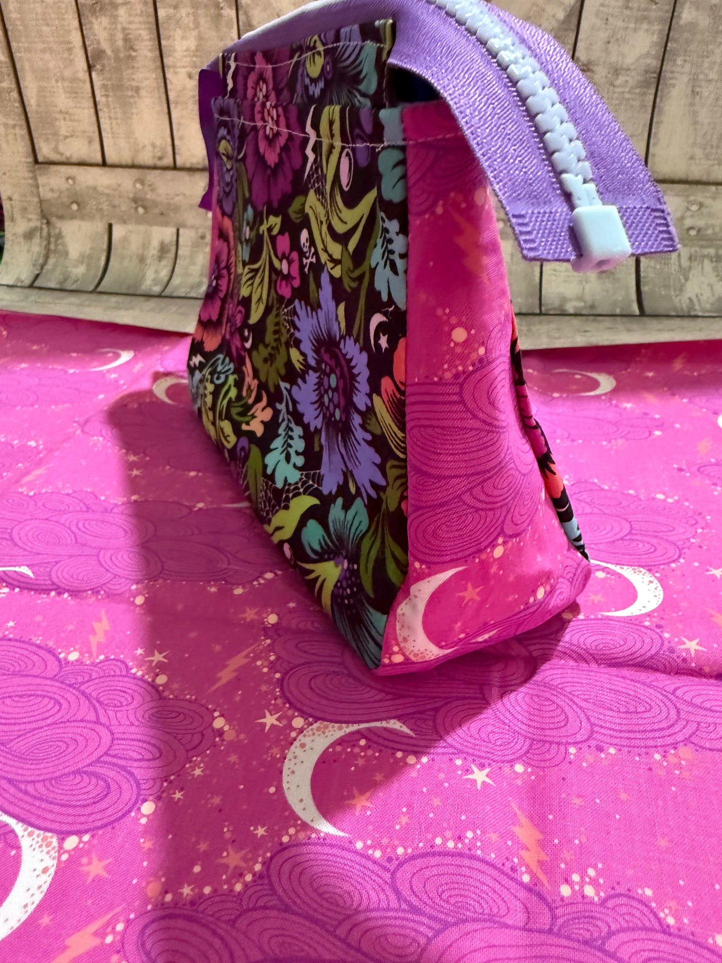 Small Zippered Project Bags in NIGHTSHADE DEJA VU  - Toad Hollow Bags