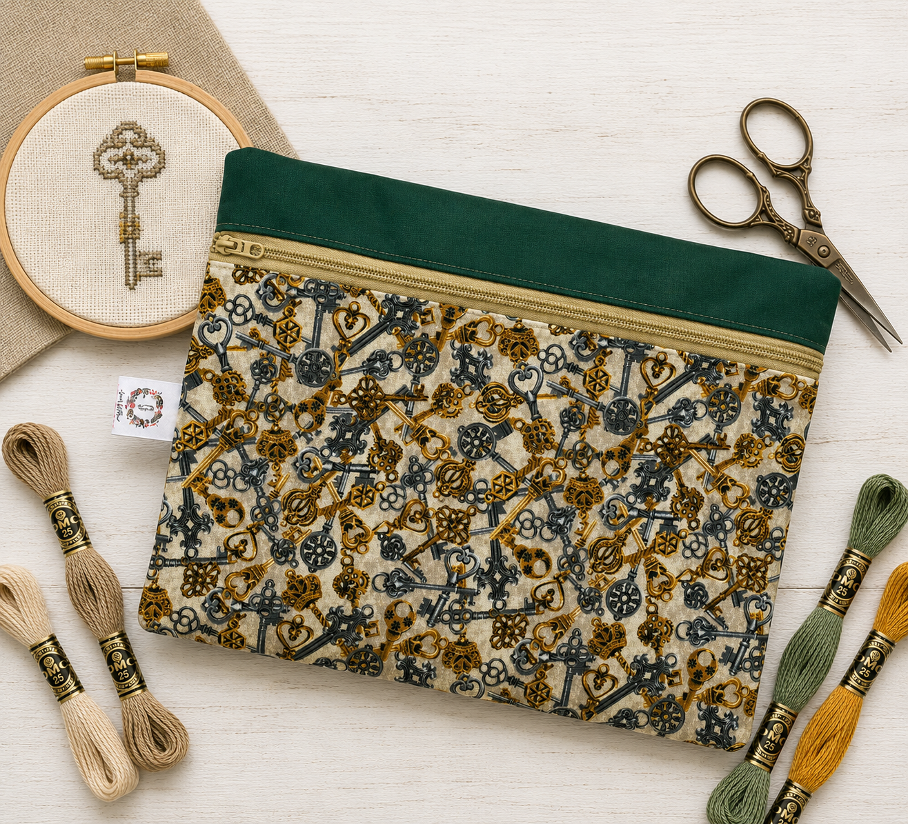 Zippered Cross Stitch Bag - ALTERNATIVE AGE - KEYS Project Bags - Toad Hollow Bags