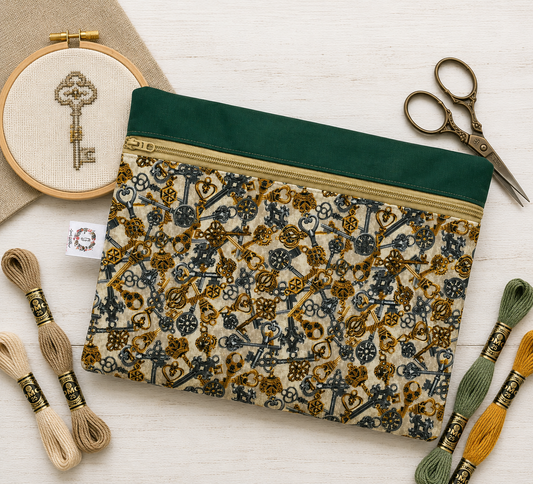 Zippered Cross Stitch Bag - ALTERNATIVE AGE - KEYS Project Bags - Toad Hollow Bags