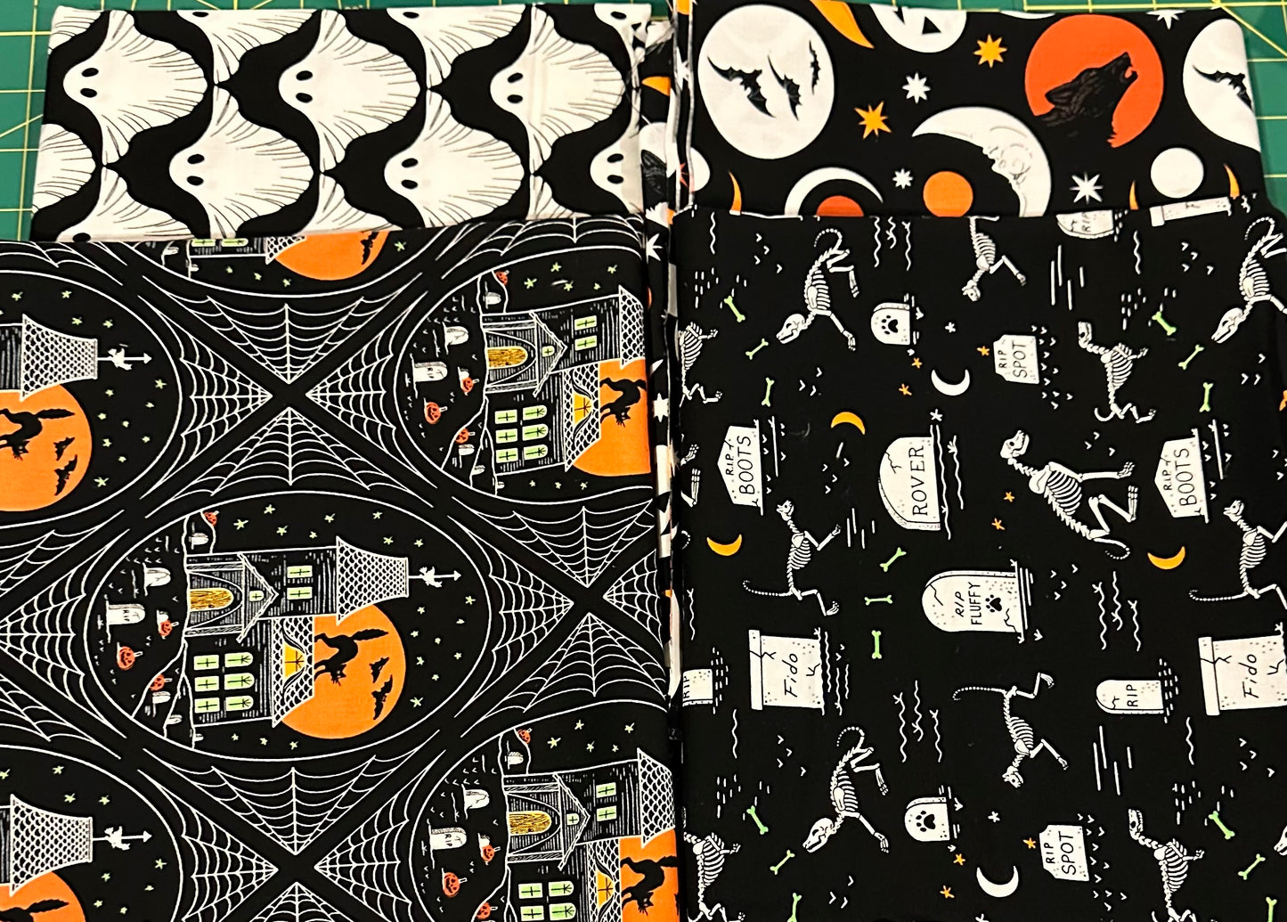 SCAREDY CAT ONE YARD BUNDLE (4 yards) by Rachel Hauer, 100% Cotton, Toad Hollow Fabrics