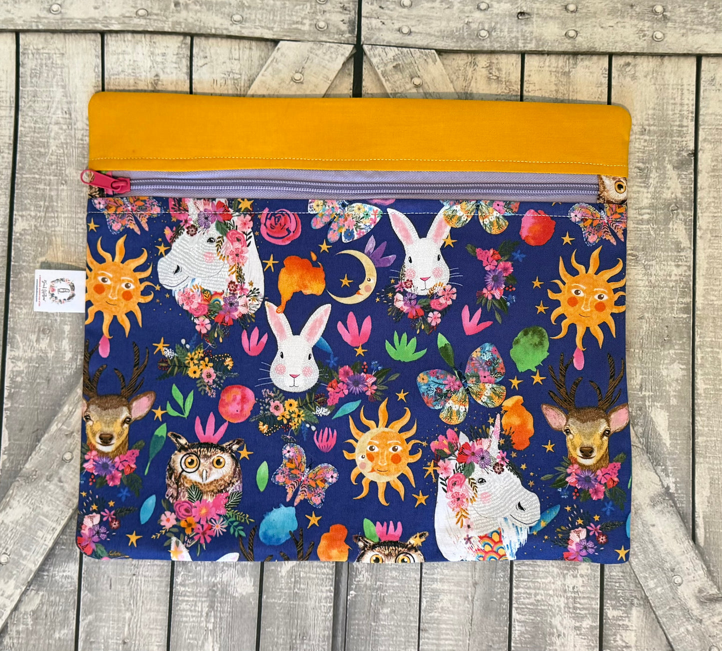 Zippered Cross Stitch Bag - MAGIC FRIENDS from Mia Charro's Magical Friends line - Project Bags - Toad Hollow Bags