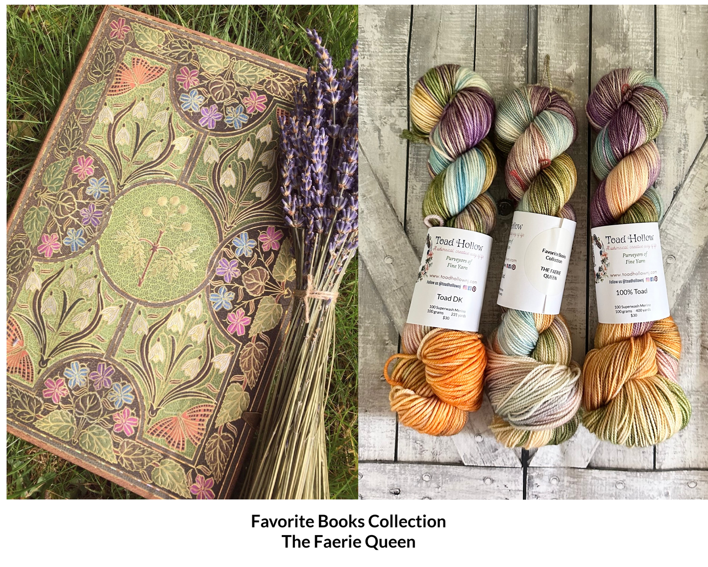 The Faerie Queen - APRIL FAVORITE BOOKS MONTHLY YARN CLUB, Hand Dyed Superwash Merino Yarn,Toad Hollow Yarns