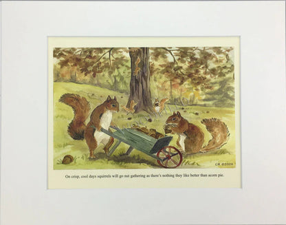 NUT GATHERING PRINT by Woodfield Press, The Olde Curiosity Shoppe, Toad Hollow