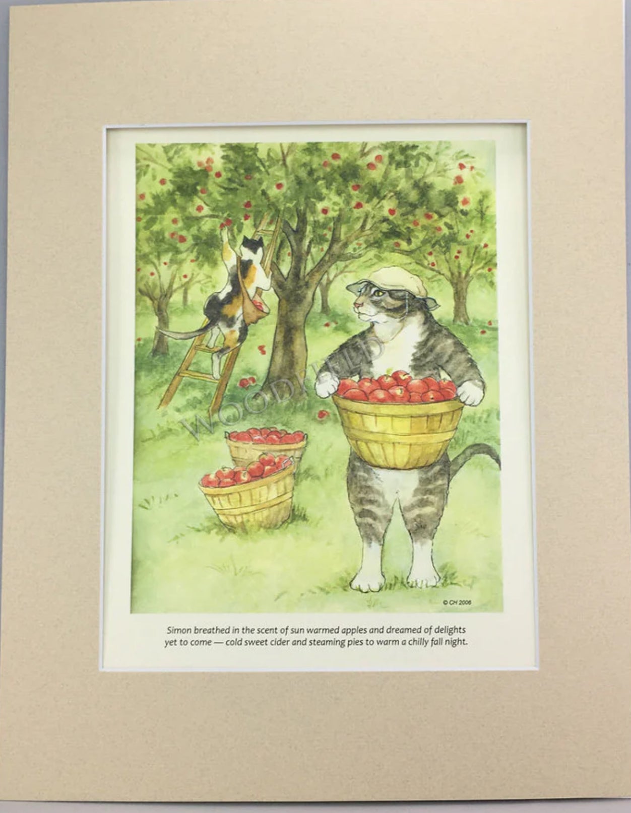 APPLE PICKING PRINT by Woodfield Press, The Olde Curiosity Shoppe, Toad Hollow