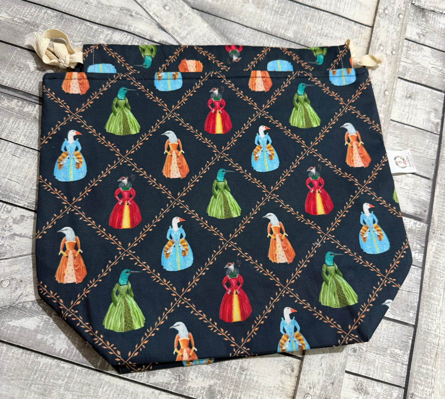 TUDOR BIRDS Project Bags, knitting bags, cross stitch bags, portfolio bags, Toad Hollow