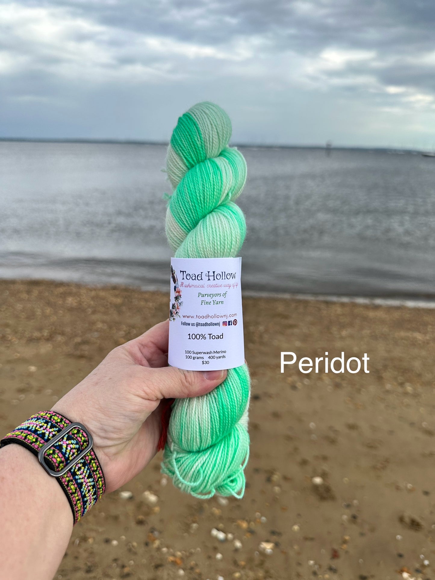 PERIDOT from our Beachcomber Collection, Hand Dyed Superwash Merino Yarn,Toad Hollow Yarns