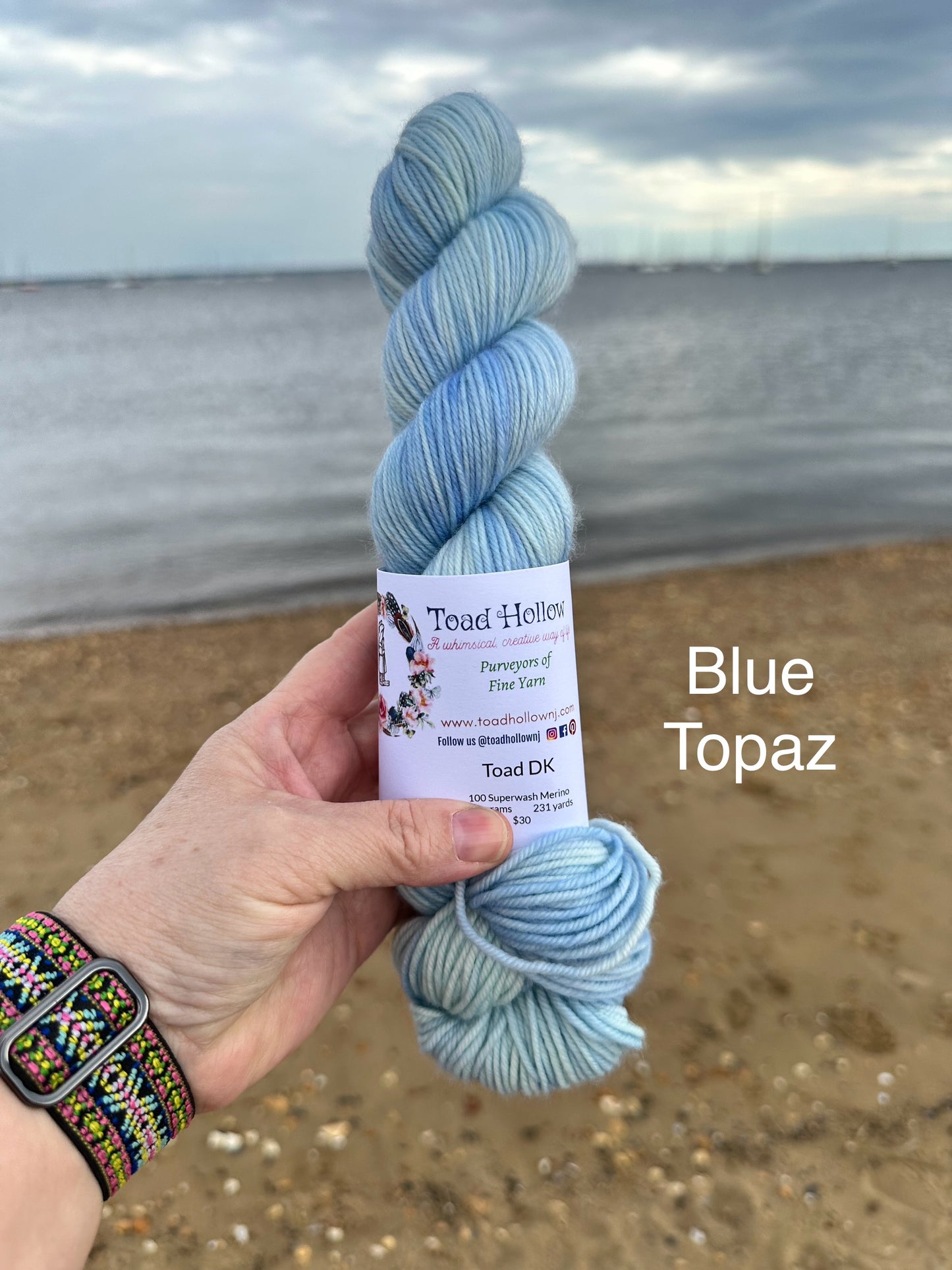 BLUE TOPAZ from our Beachcomber Collection, Hand Dyed Superwash Merino Yarn,Toad Hollow Yarns