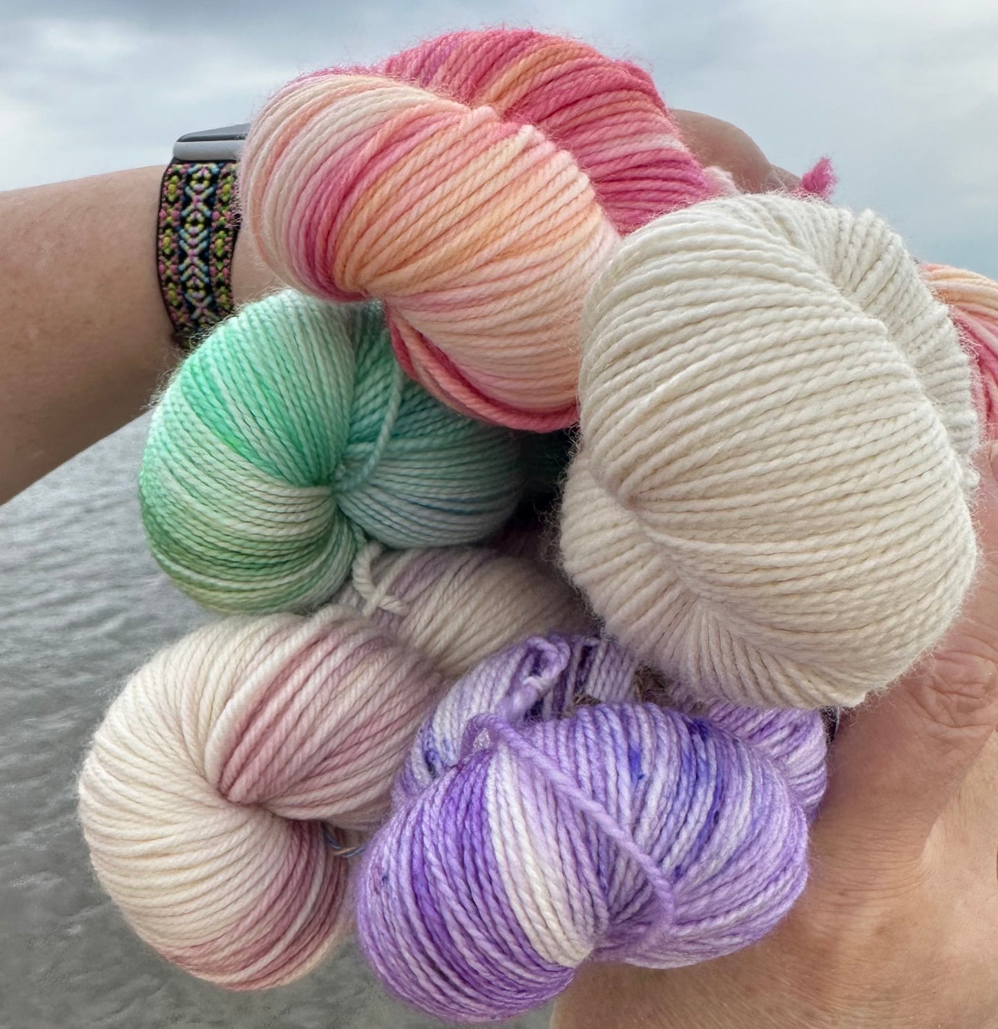 CLAM SHELLS from our Beachcomber Collection, Hand Dyed Superwash Merino Yarn,Toad Hollow Yarns