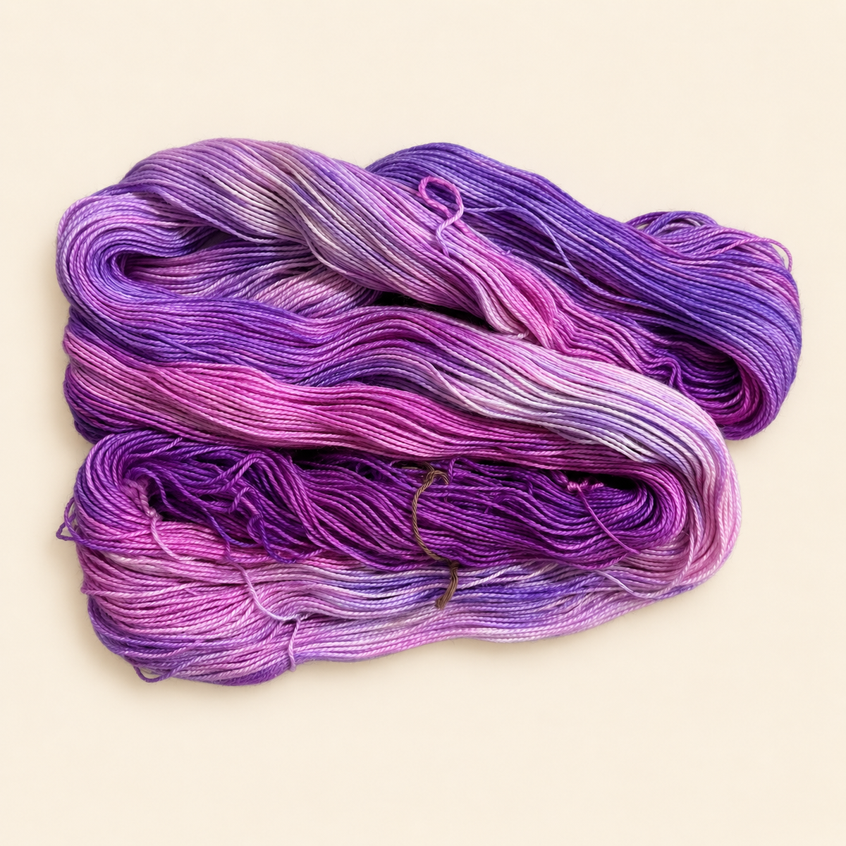 See the different shades of pink and purple in this brilliant skein from the Pool Party Collection and Toad Hollow Yarns