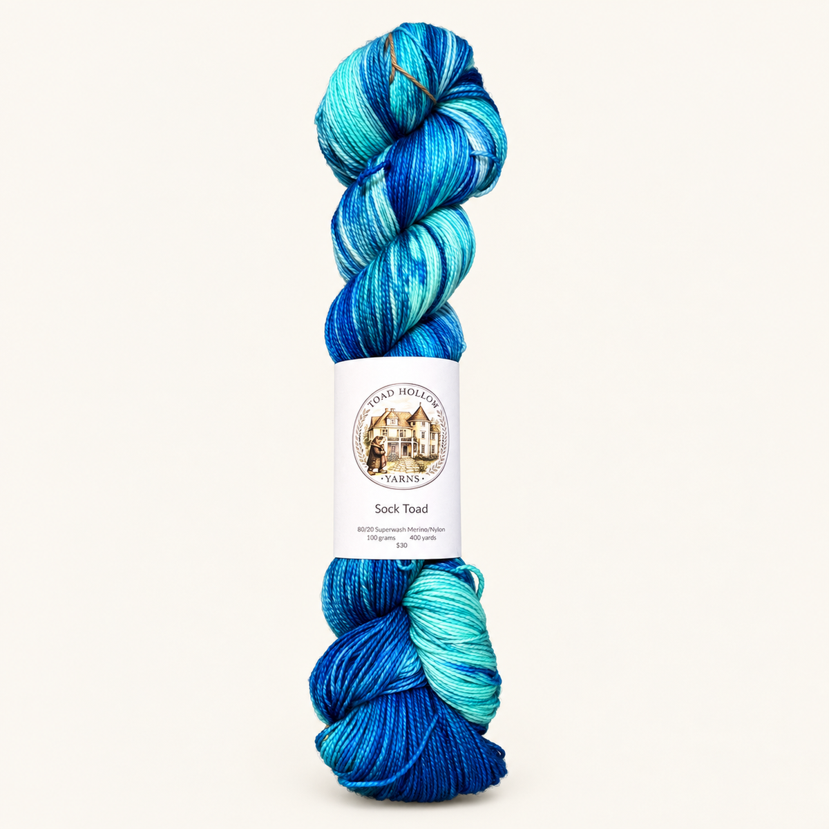 CHESAPEAKE Hand-dyed yarn - Blue & Turquoise variegated yarn from the Road Trip Collection|Fingering, DK, Worsted, and Bulky Superwash Merino yarn| Toad Hollow Yarns