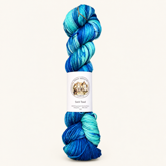CHESAPEAKE Hand-dyed yarn - Blue & Turquoise variegated yarn from the Road Trip Collection|Fingering, DK, Worsted, and Bulky Superwash Merino yarn| Toad Hollow Yarns