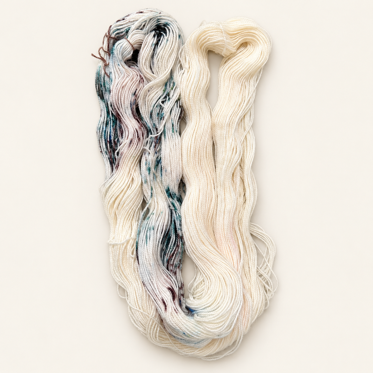 THE GREAT ALONE Hand-dyed yarn - cream yarn with woodland speckles from the Road Trip Collection|Fingering, DK, Worsted, and Bulky Superwash Merino yarn| Toad Hollow Yarns (Copy)