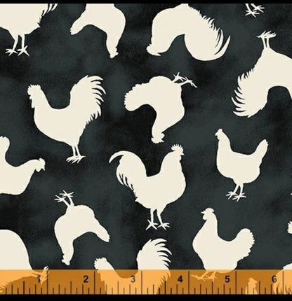 LES POULETS ONE YARD BUNDLE (4 Yds) by Whistler Studio 100% Cotton, Toad Hollow Fabrics