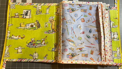 BOOKLET POUCH - MOUSE ARTISTS featuring fabrics from Art Club by Anita Jeram, Toad Hollow Bags