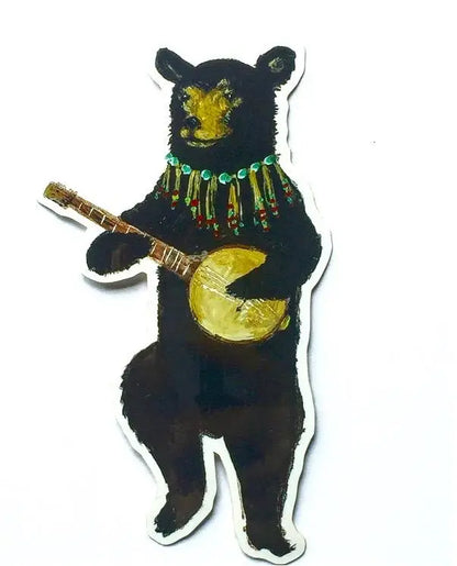BANJO BEAR vinyl sticker, Jahna Vashti artist, The Olde Curiosity Shoppe