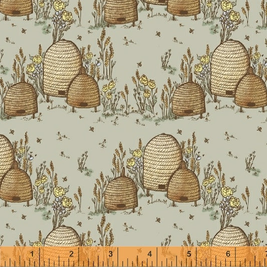TELL THE BEES - Gray Beehive - by Windham Fabrics, 100% Cotton, Toad Hollow Fabrics