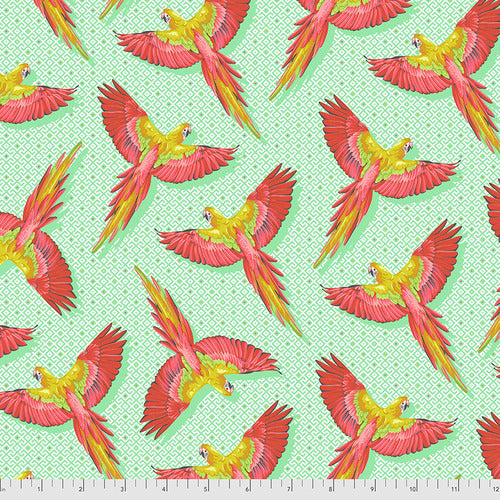Macaw Ya Later - Mango - DAYDREAMER by Tula Pink, 100% Cotton, Toad Hollow Fabrics