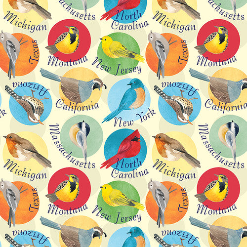 STATE BIRDS - Stateside Collection from Color Pop Studios, Blank Fabrics, 100% Cotton, Toad Hollow Fabrics