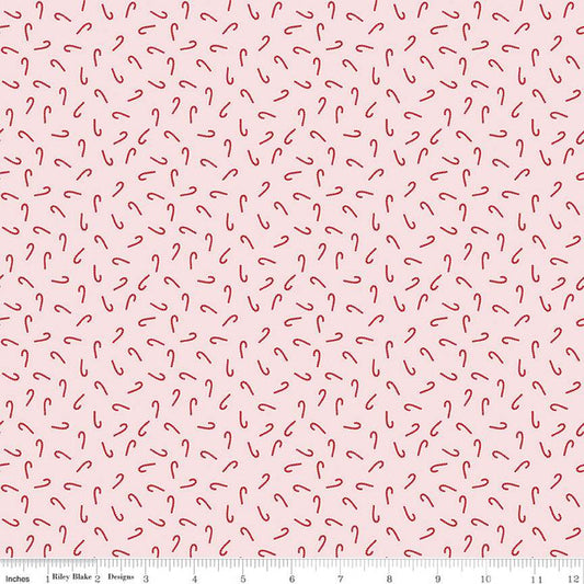 SANTA CLAUS LANE CANDY CANES PINK - from Riley Blake Designs, Toad Hollow Fabrics