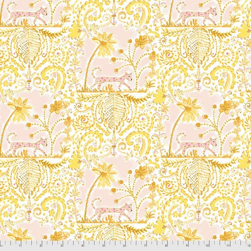 TIGER MEDALLION - GOLD from the LADYBIRD Collection by Dena Designs, 100% Cotton, Toad Hollow Fabrics
