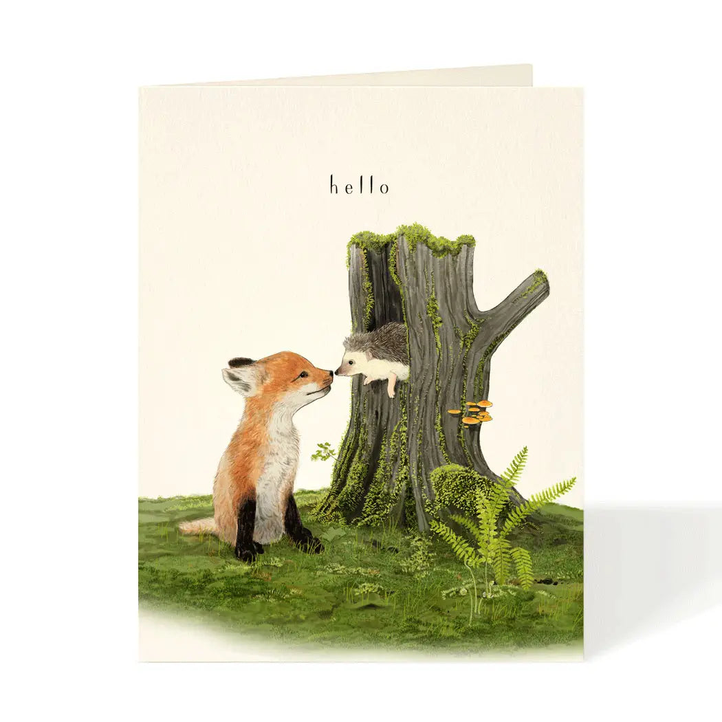 FOX AND HEDGEHOG Greeting Card, The Olde Curiosity Shoppe