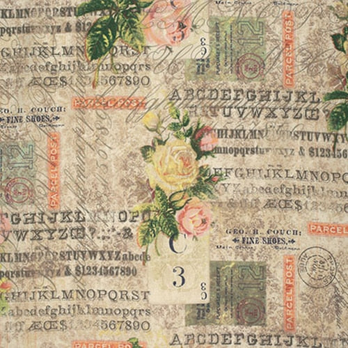 ROSE PARCEL - from Tim Holtz Eclectic Elements line - by Free Spirit Fabrics- 100% Cotton, Toad Hollow Fabrics