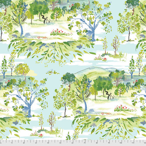 LANDSCAPE - AQUA from the LADYBIRD Collection by Dena Designs, 100% Cotton, Toad Hollow Fabrics