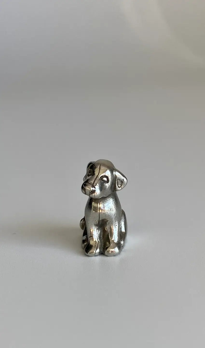 DOG NETSUKE IN SOLID PEWTER