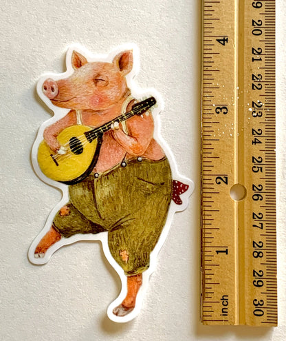 CLARENCE THE PIG vinyl sticker, Jahna Vashti artist, The Olde Curiosity Shoppe