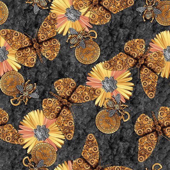 BUTTERFLIES & FLOWERS- Alternative Age Collection, Blank Fabrics, 100% Cotton, Toad Hollow Fabrics