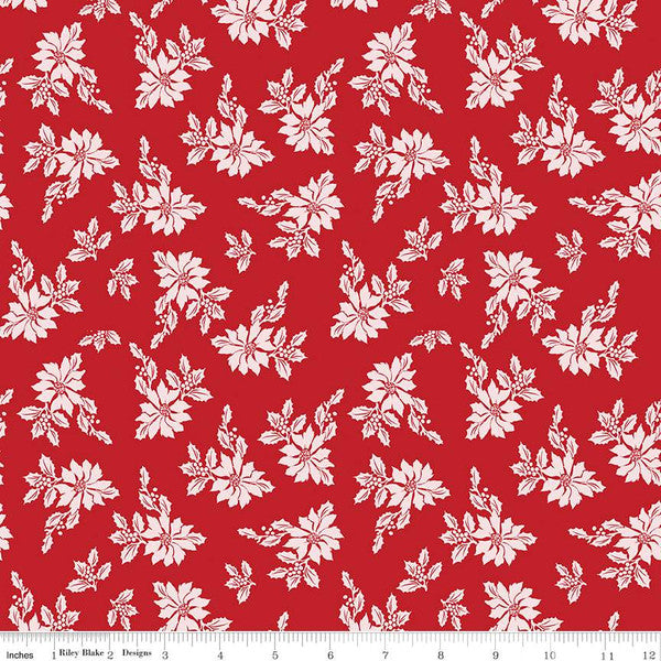 SANTA CLAUS LANE POINSETTIAS RED - from Riley Blake Designs, Toad Hollow Fabrics