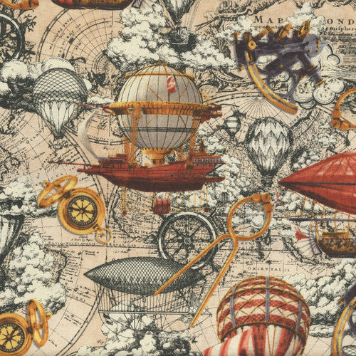 HOT AIR BALLOONS - Alternative Age Collection, Blank Fabrics, 100% Cotton, Toad Hollow Fabrics