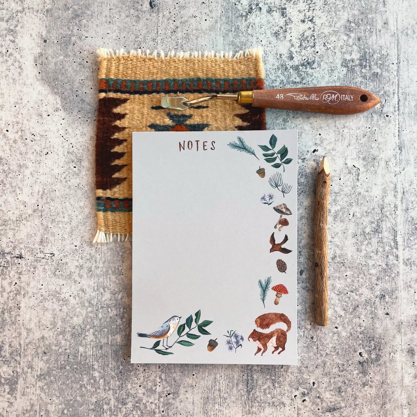 PINE SQUIRREL Notepad from Little Pine Artistry, The Olde Curiosity Shoppe