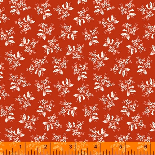 Scarlett - Small Bouquet on Red, by Windham, 100% Cotton, Toad Hollow Fabrics