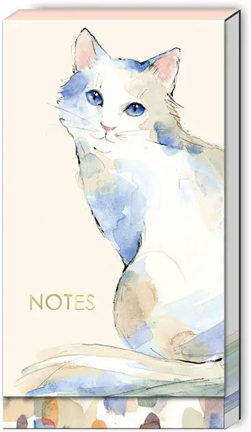 WHITE CAT Long Fold Over Notepad