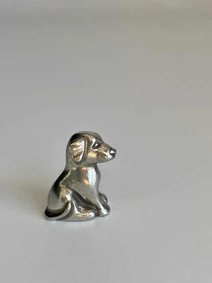 DOG NETSUKE IN SOLID PEWTER