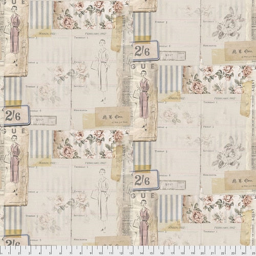 VOGUE MULTI - from Tim Holtz Eclectic Elements line - by Free Spirit Fabrics- 100% Cotton, Toad Hollow Fabrics