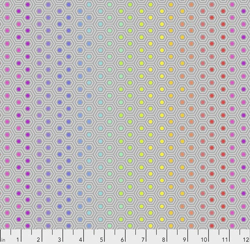 HEXY RAINBOW - DOVE - True Colors by Tula Pink, 100% Cotton, Toad Hollow Fabrics