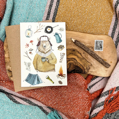 CAMPING BEAR CARD from Little Pine Artistry, The Olde Curiosity Shoppe