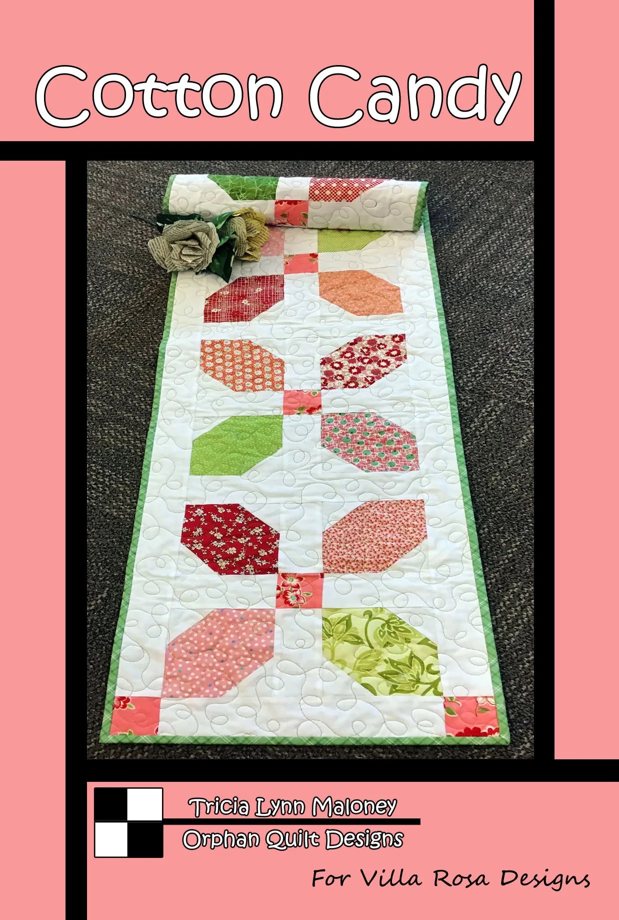 COTTON CANDY TABLE RUNNER PATTERN from Villa Rosa Designs, Toad Hollow Fabrics