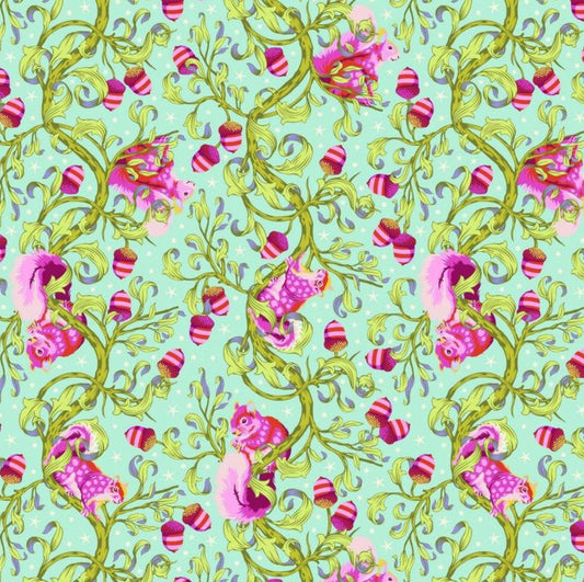 OH NUTS - Glimmer from TINY BEASTS COLLECTION by Tula Pink, 100% Cotton, By The Half Yard, Toad Hollow Fabrics