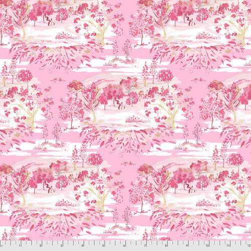 TOILE LANDSCAPE - PINK from the LADYBIRD Collection by Dena Designs, 100% Cotton, Toad Hollow Fabrics