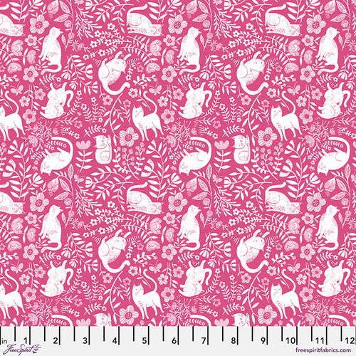 HERE KITTY KITTY Pink from HERE KITTY KITTY by Cori Dantini, 100% Cotton, Toad Hollow Fabrics