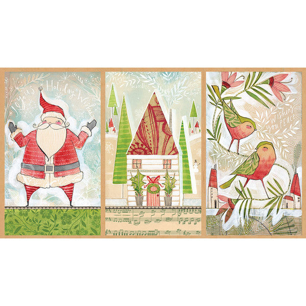 HOLLY JOLLY Jolly Wishes Panel - Christmas Fabric, Cori Dantini, 100% Cotton, Toad Hollow Fabrics
