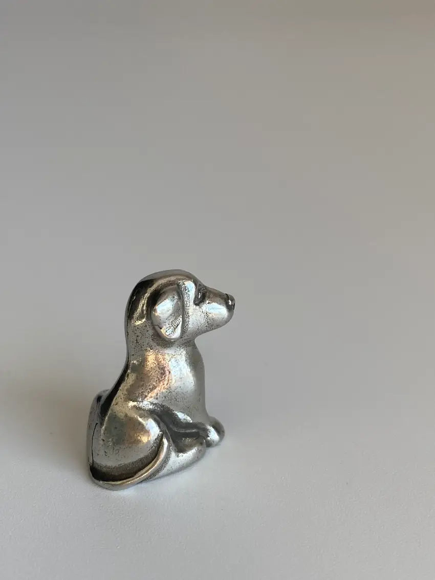 DOG NETSUKE IN SOLID PEWTER