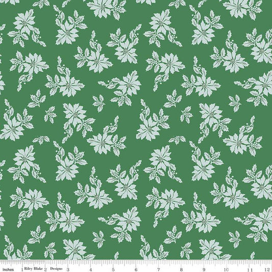 SANTA CLAUS LANE POINSETTIAS GREEN - from Riley Blake Designs, Toad Hollow Fabrics