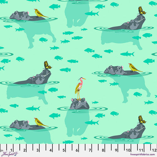 MY HIPPOS DON’T LIE - SPIRIT from the EVERGLOW Collection by Tula Pink, Toad Hollow fabrics