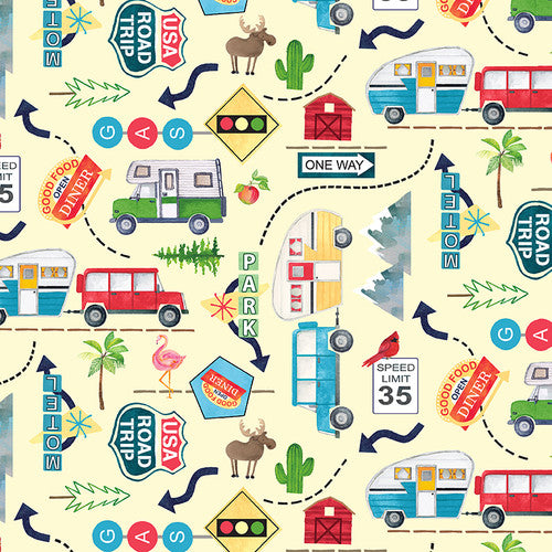 RV’S & LANDMARKS - Stateside Collection from Color Pop Studios, Blank Fabrics, 100% Cotton, Toad Hollow Fabrics