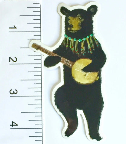 BANJO BEAR vinyl sticker, Jahna Vashti artist, The Olde Curiosity Shoppe